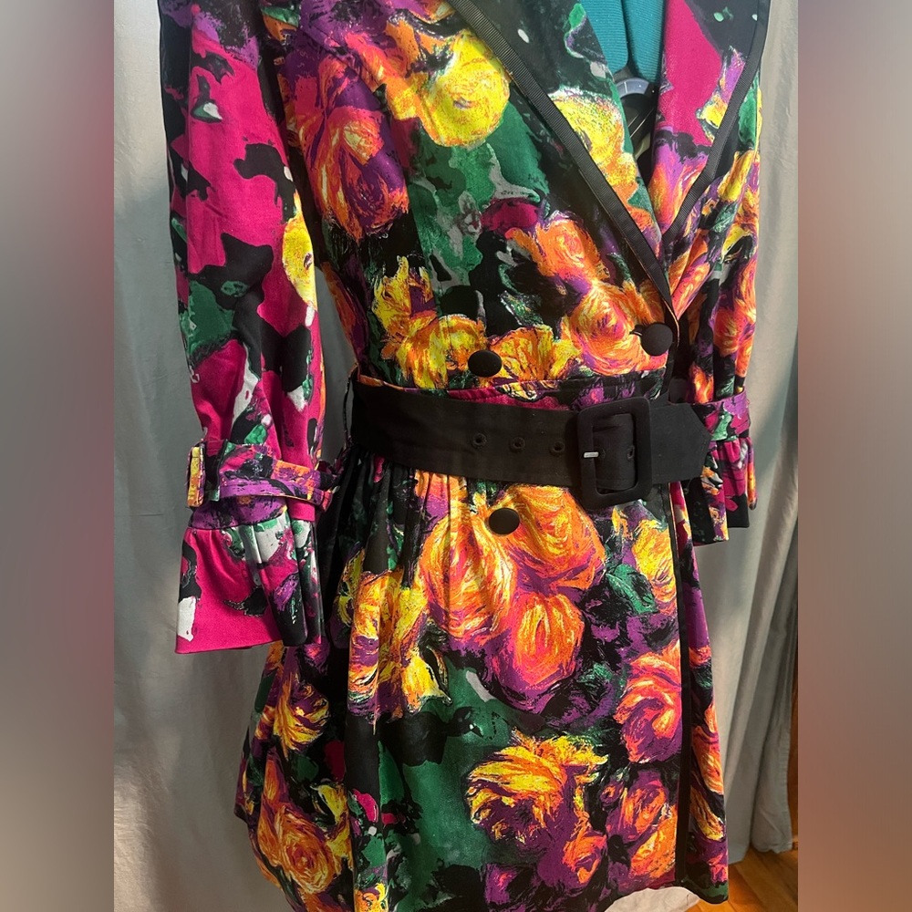 Floral trench coat size M NWOT - Picture 3 of 14